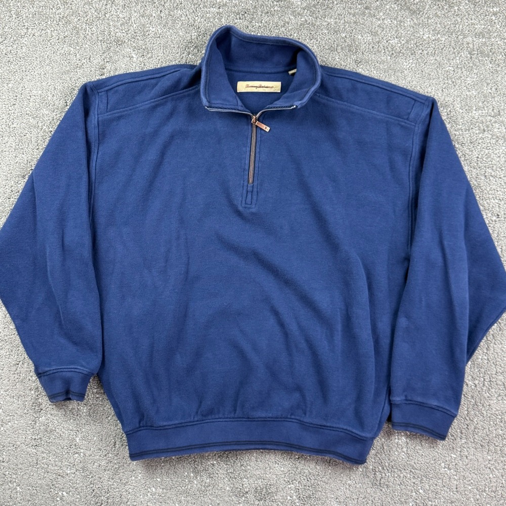 Tommy Bahama Mens Small Blue 100% Cotton Quarter Zip Pullover Sweatshirt